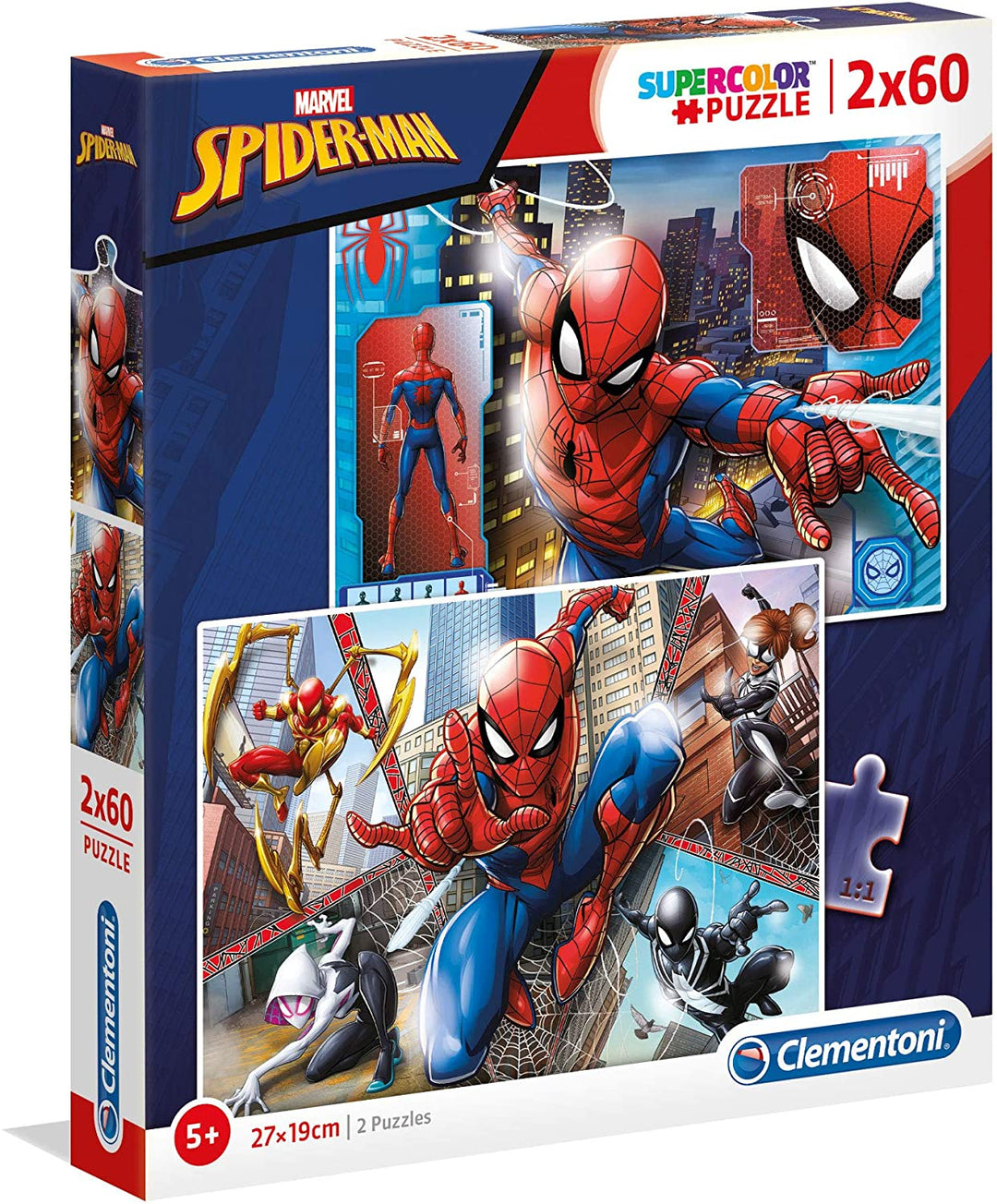Clementoni – 21608 – Supercolur-Puzzle für Kinder – Spiderman – 2 x 60 Teile Puzzle
