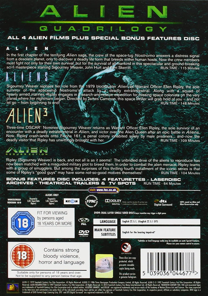 Alien Quadrilogy [1979] – Science-Fiction/Horror [DVD]