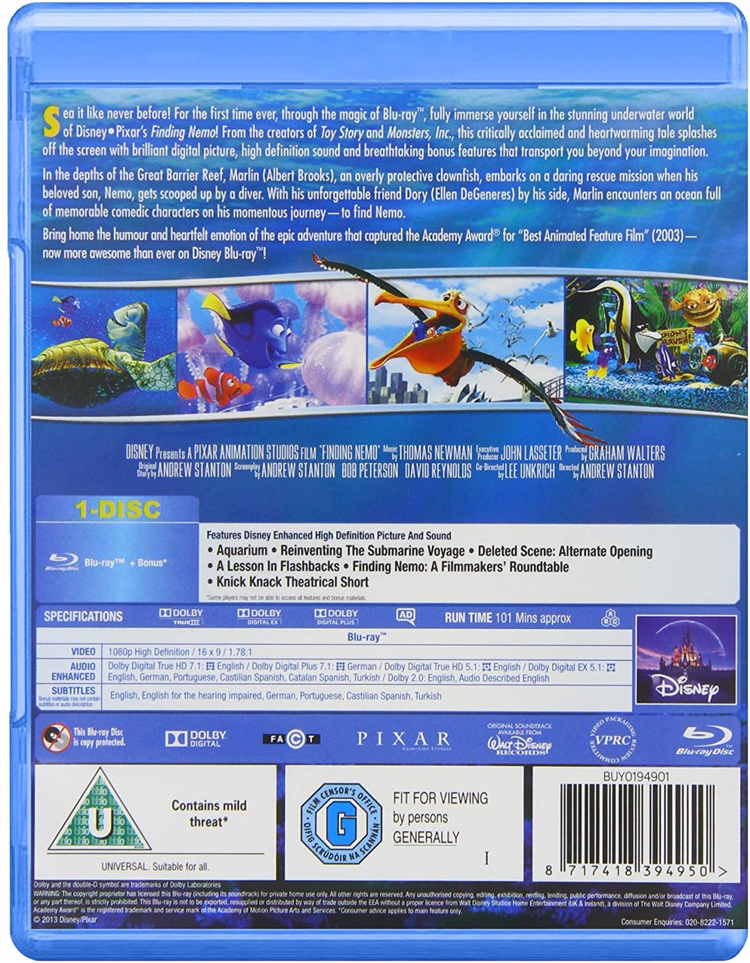 Nemo vinden [Blu-ray] [Regiovrij]