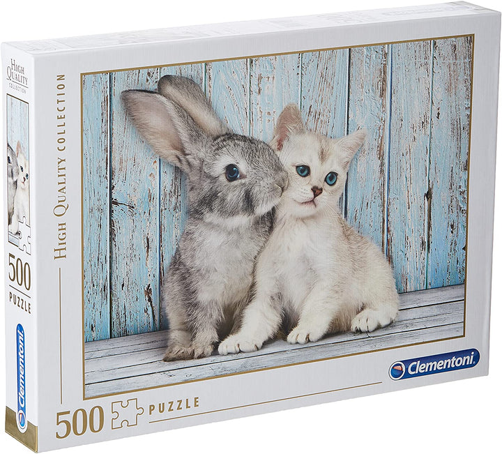 Clementoni - 35004 - Collection Puzzle for Children and Adults - Cat and Bunny - 500 Pieces