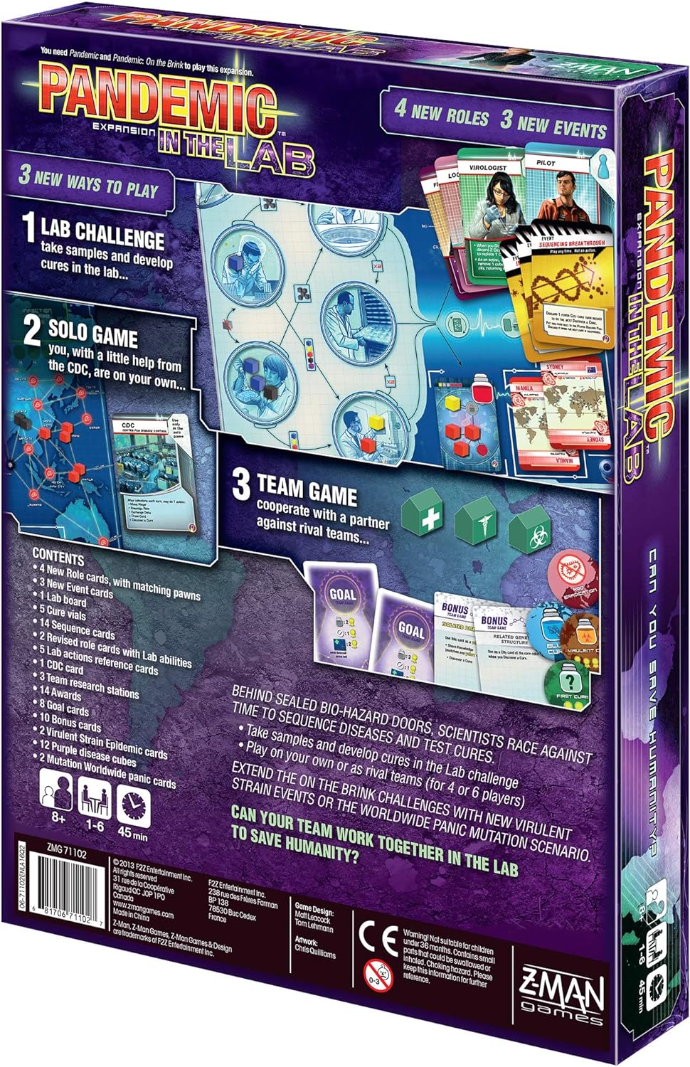 Z-Man Games |Pandemic in the Lab Board Game EXPANSION | Ages 8+ | For 1 to 6 Players | Average Playtime 45 Minutes