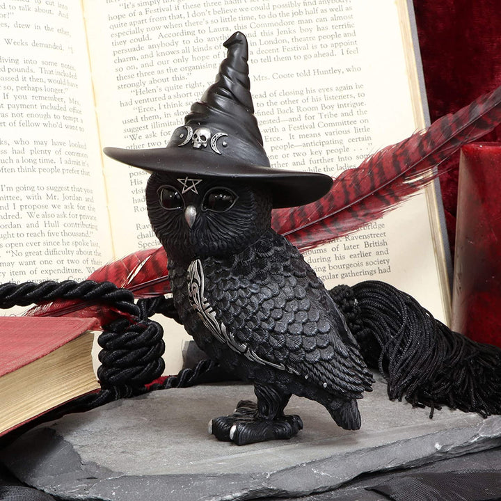 Nemesis Now Owlocen Witches Hat Occult Owl Figurine, Black, 13.5cm, Resin