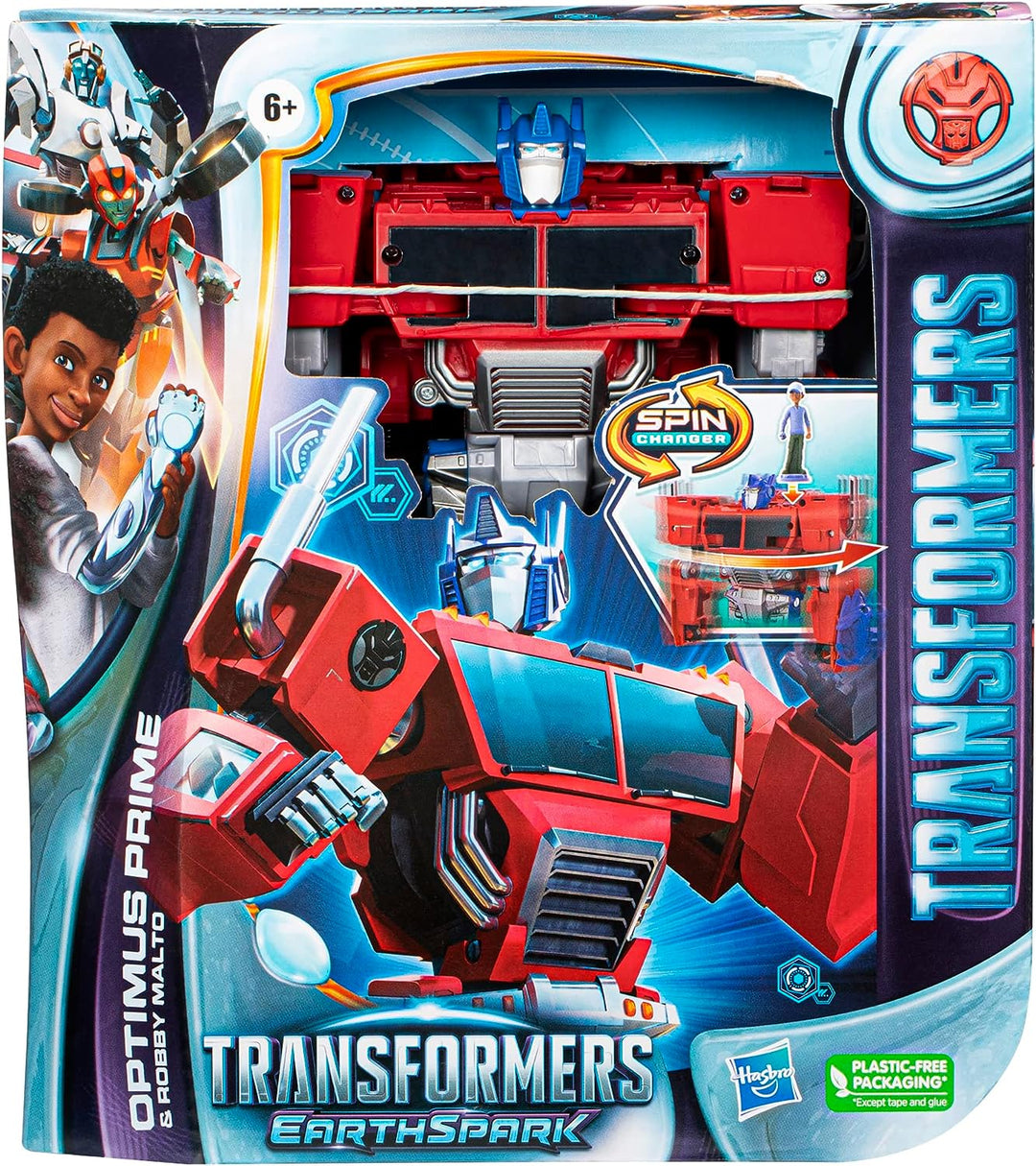 TRANSFORMERS Toys EarthSpark Spin Changer Optimus Prime 20-cm-Actionfigur mit
