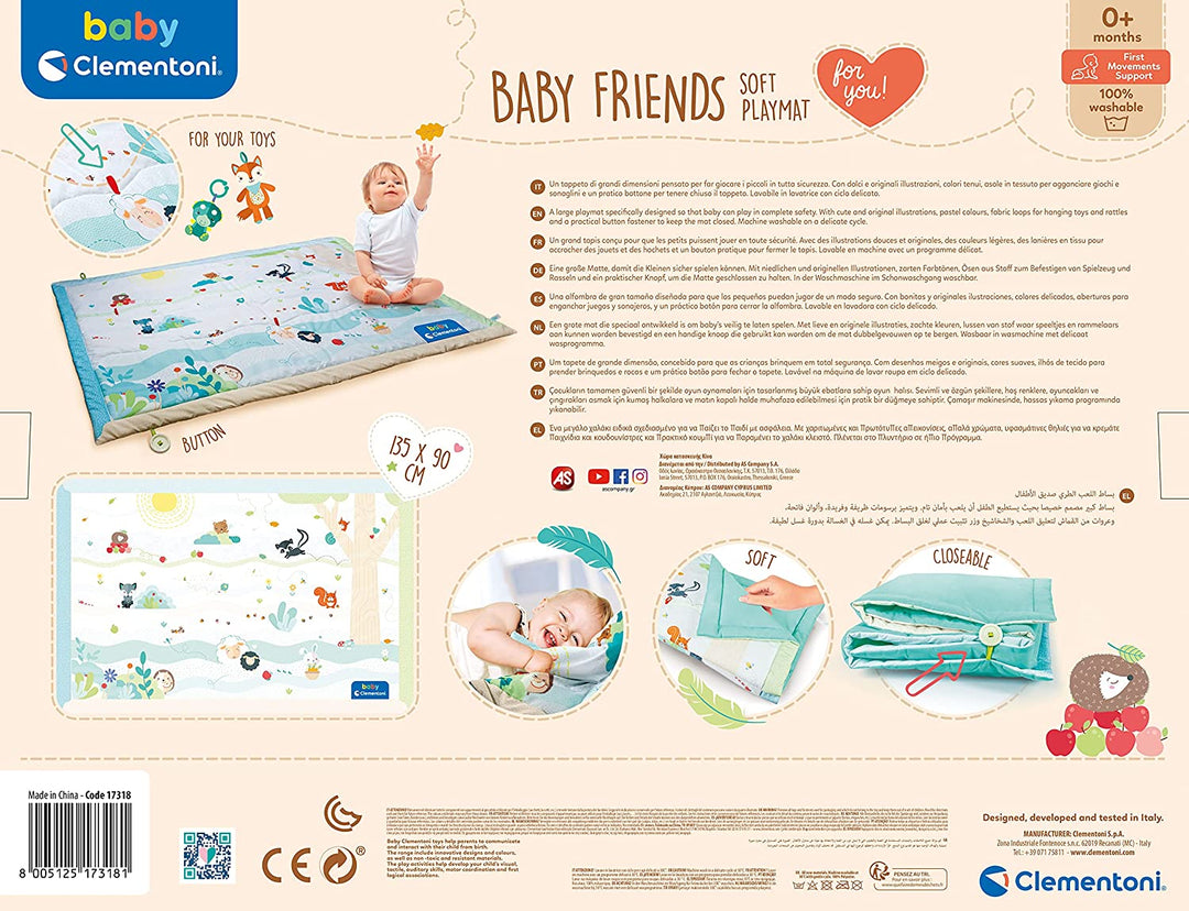 Clementoni 17318 You-17318-Großer Teppich, Spielzeug für Neugeborene, Krabbelmatte, geeignet für Kinder ab 0 Monaten, maschinenwaschbar, mehrfarbig