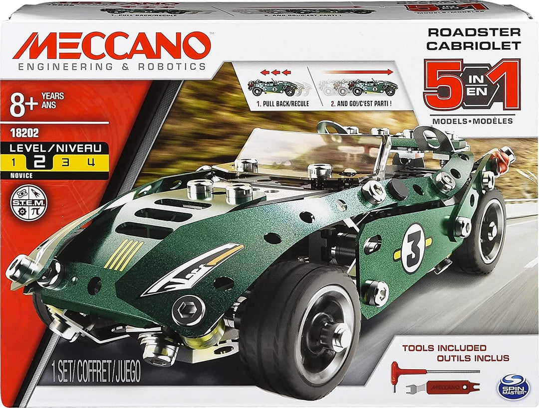 Meccano 6040176 5 in 1 Model Set Roadster Cabriolet Multi Colour - Yachew