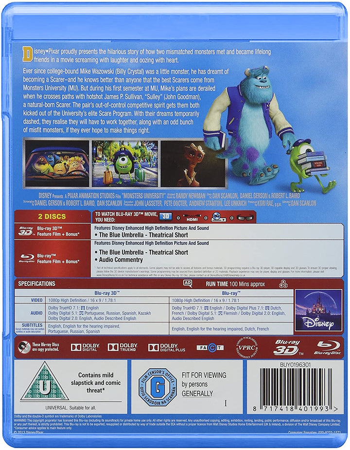 Monsters University (Blu-ray 3D + Blu-ray) [2017] [Regio vrij]