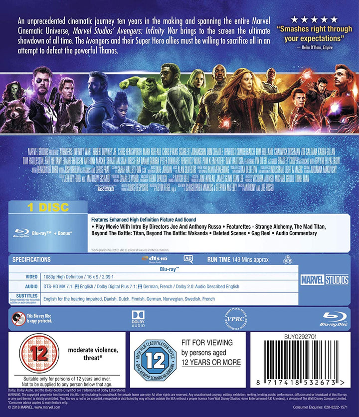 Marvel Studios Avengers: Infinity War - Action/Adventure [Blu-Ray]