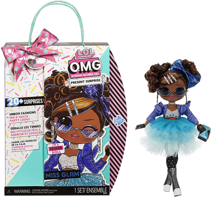 LOL Surprise OMG Present Surprise MISS GLAM Fashion Doll. With 20 Themed Surprises, Designer Clothes And Fashionable Accessories. Collectable Doll for Boys and Girls Age 4+