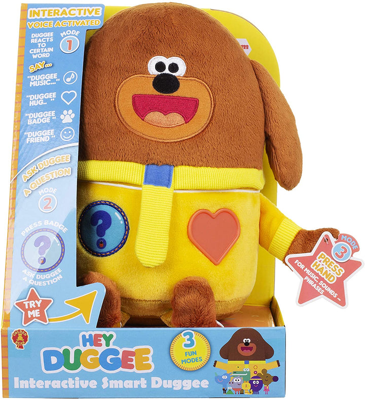 Hey Duggee Interactive Smart Soft Toy  3 Ways to Play Voice Activated Ask Questions Duggee Woofs! With TV Show Sounds Lights Up