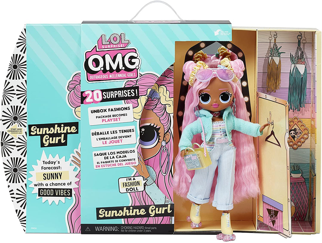 LOL Surprise OMG Modepuppe SUNSHINE GURL – mit 20 Überraschungen, Designer-Kleidung und modischen Accessoires – Paket-Spielset – Serie 4.5 – zum Sammeln für Jungen und Mädchen ab 4 Jahren