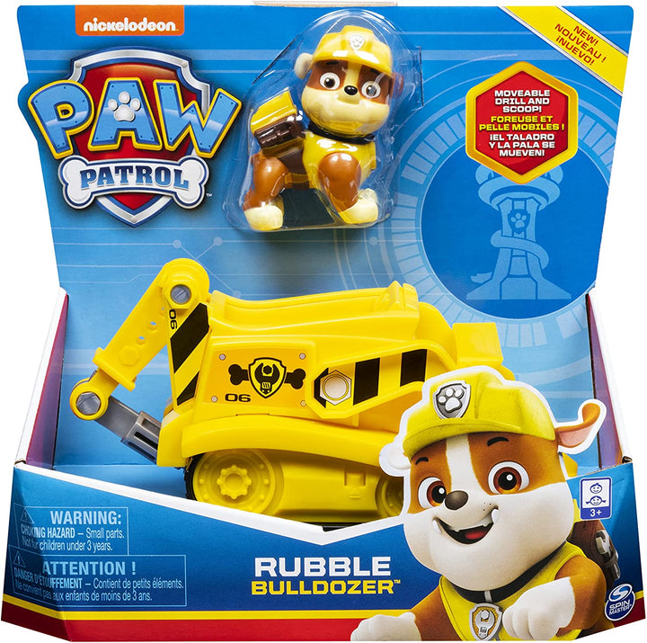 PAW Patrol, Rubbles Bulldozer-Fahrzeug mit Sammelfigur, für Kinder ab 3 Jahren