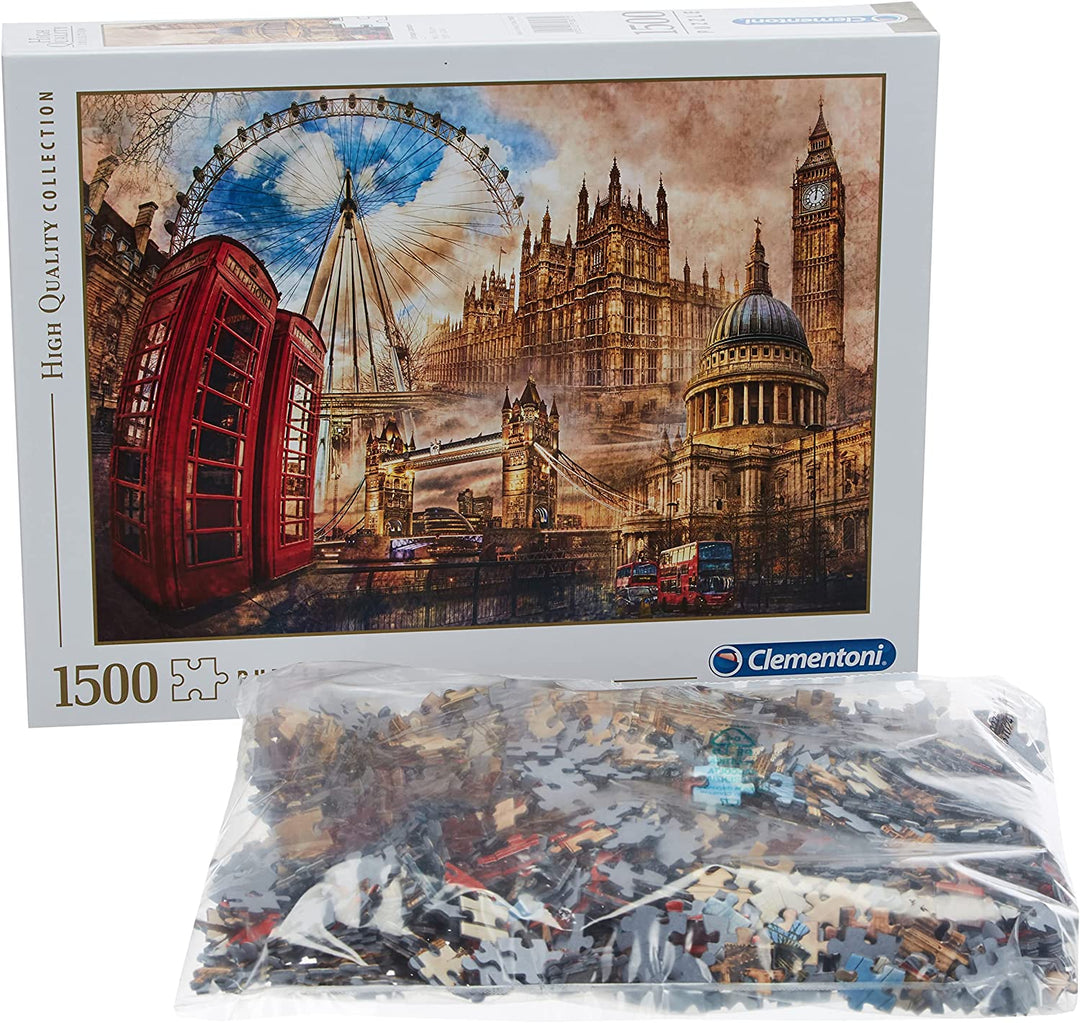 Clementoni – 31807 – Sammelpuzzle für Erwachsene und Kinder – Vintage London – 1500 Teile