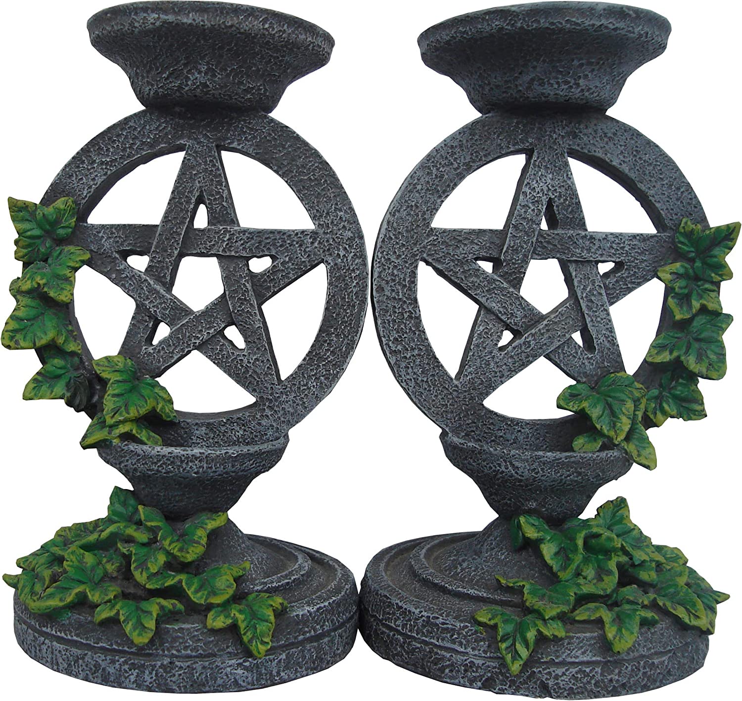 Nemesis Now Gothic Pentagramm-Kerzenhalter, 2er-Set, aus Harz