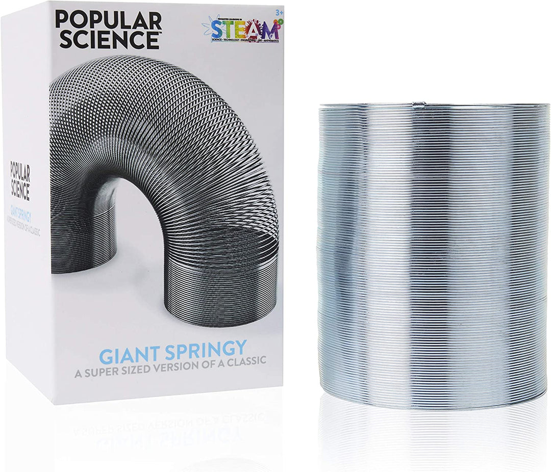 POPULAR SCIENCE Riesiges, federndes, großes Spiralspielzeug aus Metall, Silber