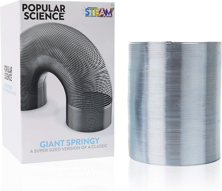 POPULAR SCIENCE Riesiges, federndes, großes Spiralspielzeug aus Metall, Silber