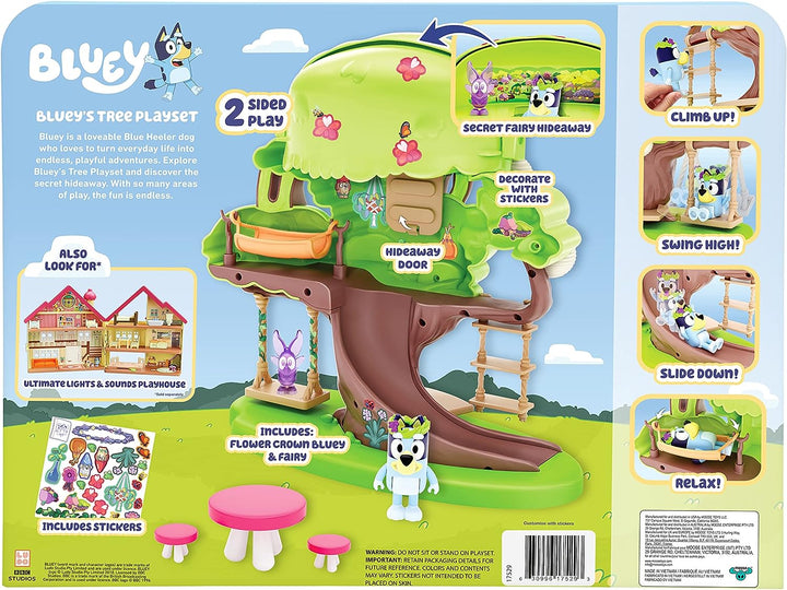 Bluey Tree-Spielset mit geheimem Versteck, Blumenkrone und Feenfiguren und Zubehör