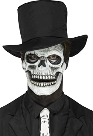Smiffys 46785 Prothèse de visage squelette en mousse de latex, blanc, taille unique