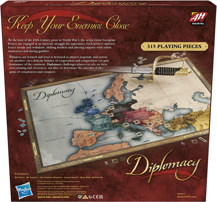 Avalon Hill Diplomacy Kooperatives Strategie-Brettspiel, ab 12 Jahren