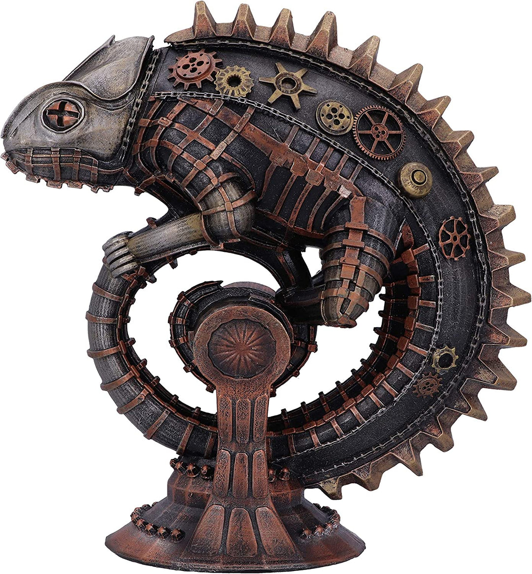 Mechanische Chamäleon-Steampunk-Eidechsenfigur aus Bronze