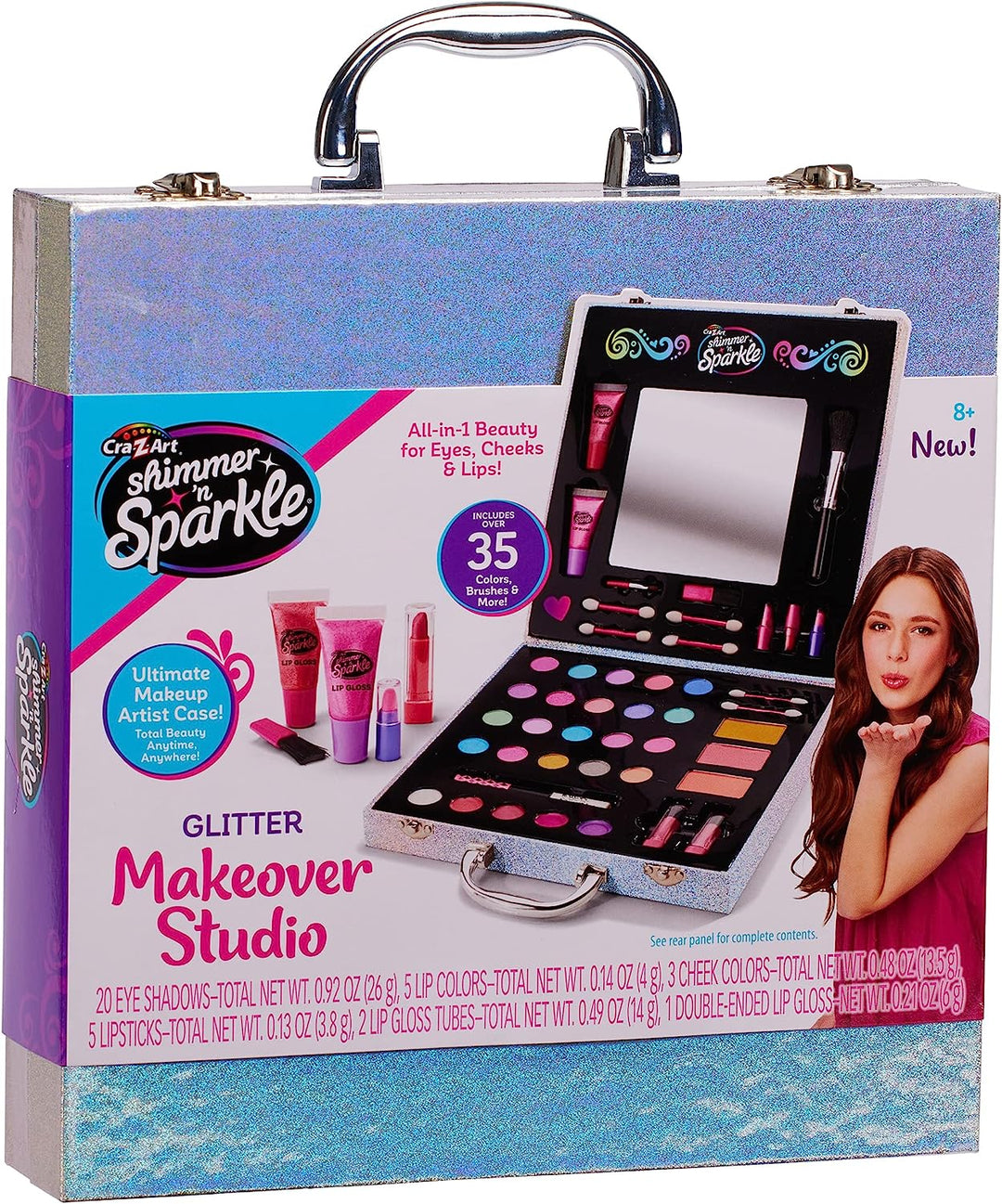 Shimmer and Sparkle Shimmering Glitter Makeover Studio Kids Make-up-Set für Mädchen