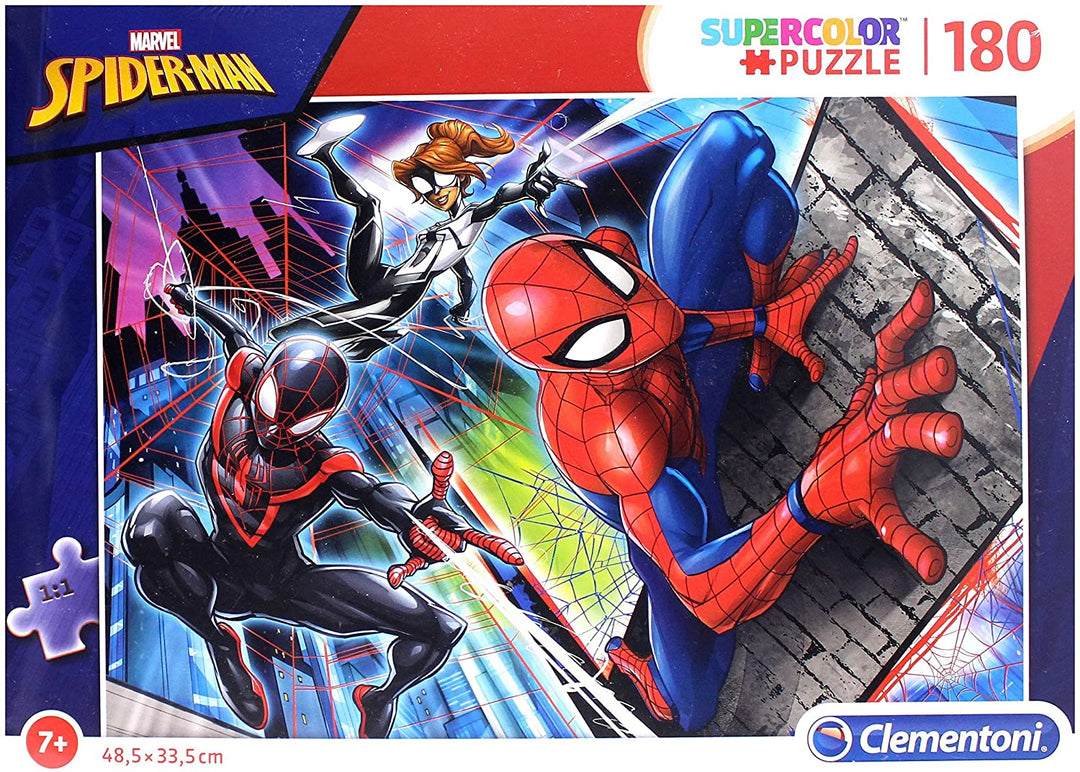Clementoni 29293 Spiderman 29293-Supercolor Jigsaw Puzzle Man-180 piezas, multicolor