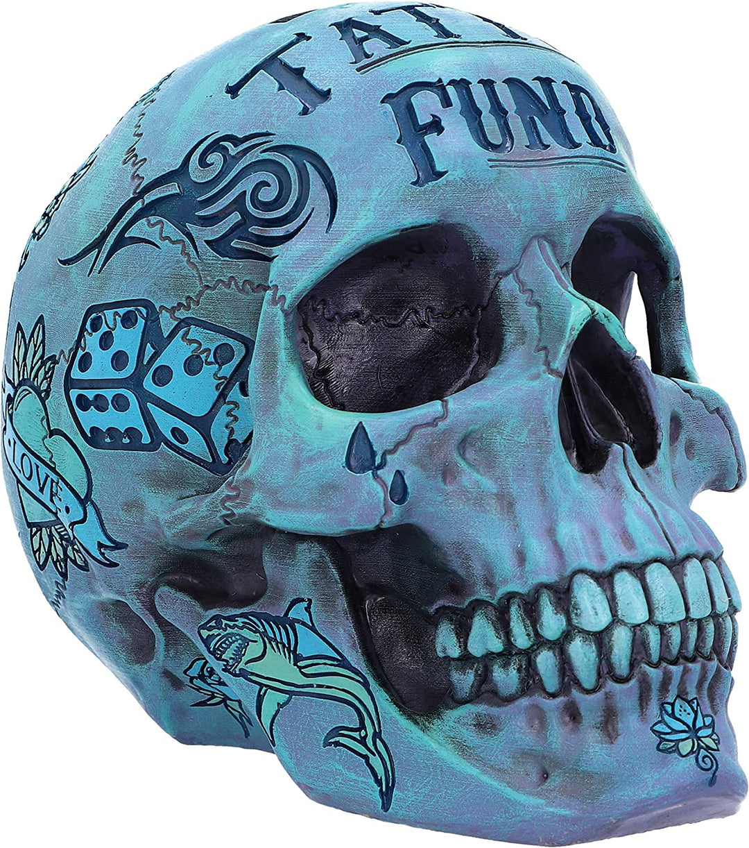 Nemesis Now Aqua Blue Traditional, Tribal Tattoo Fund Totenkopf, Polyresin, Einheitsgröße