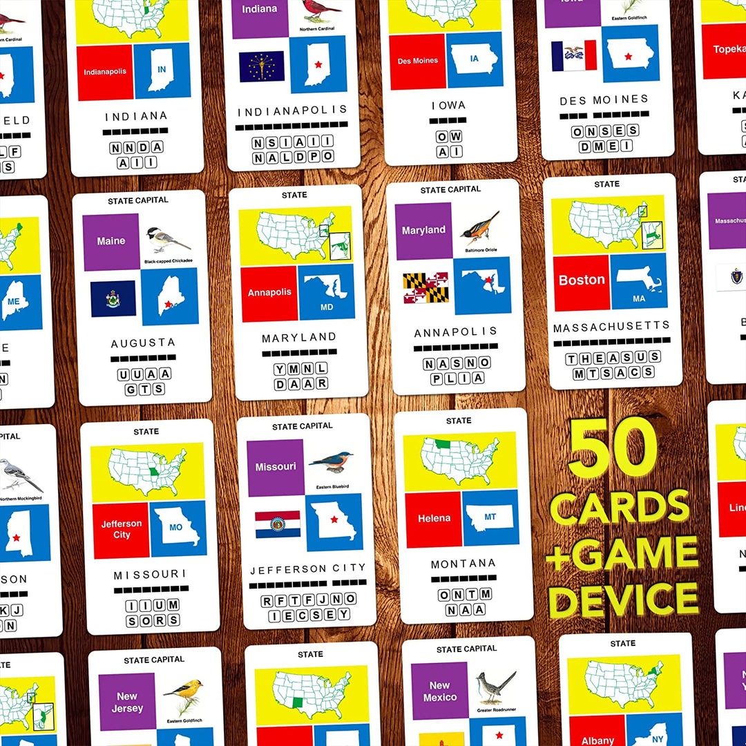100 PICS US States And Capitals Game - USA Geography Flash Card Quiz, Pocket Puzzles