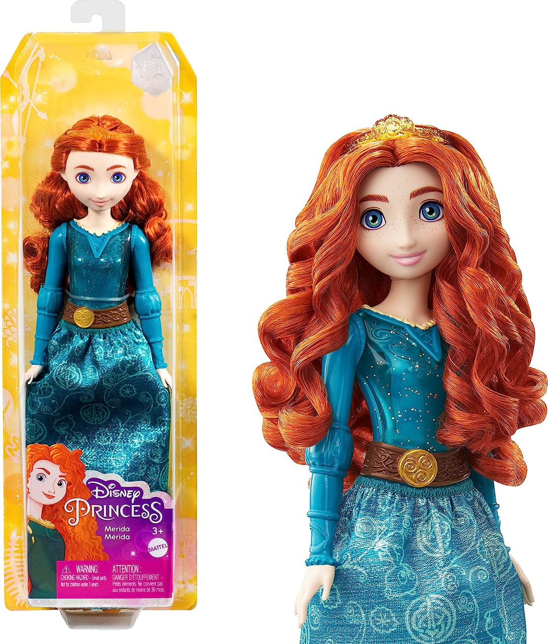 Disney Princess Toys, Merida Posable Fashion Doll with Sparkling Clothing and Accessories