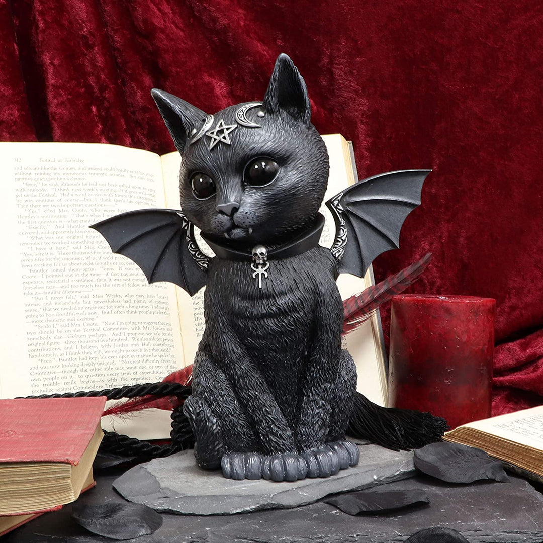 Nemesis Now Große geflügelte okkulte Malpuss-Katzenfigur, schwarz, 24 cm