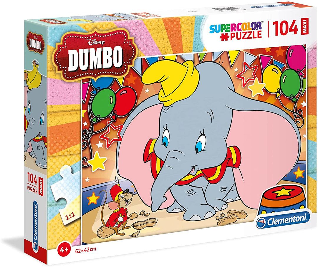 Clementoni – 23728 – Supercolor Puzzle-Dumbo für Kinder – 104 Teile Maxi