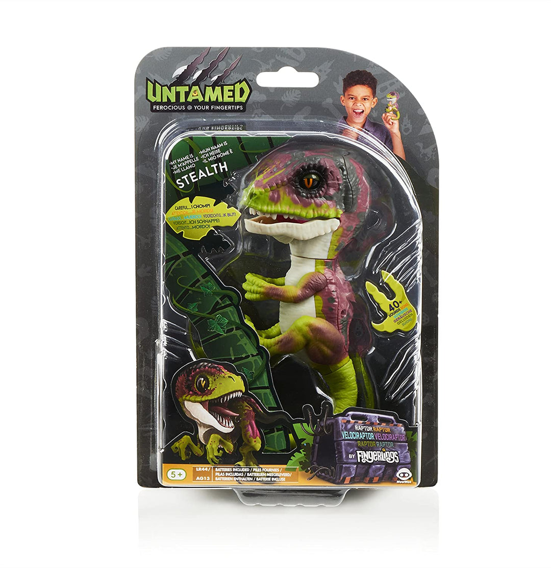 Ungezähmter Raptor von Fingerlings - Stealth Green - Interaktives Sammlerstück Baby-Dinosaurier - Von WowWee