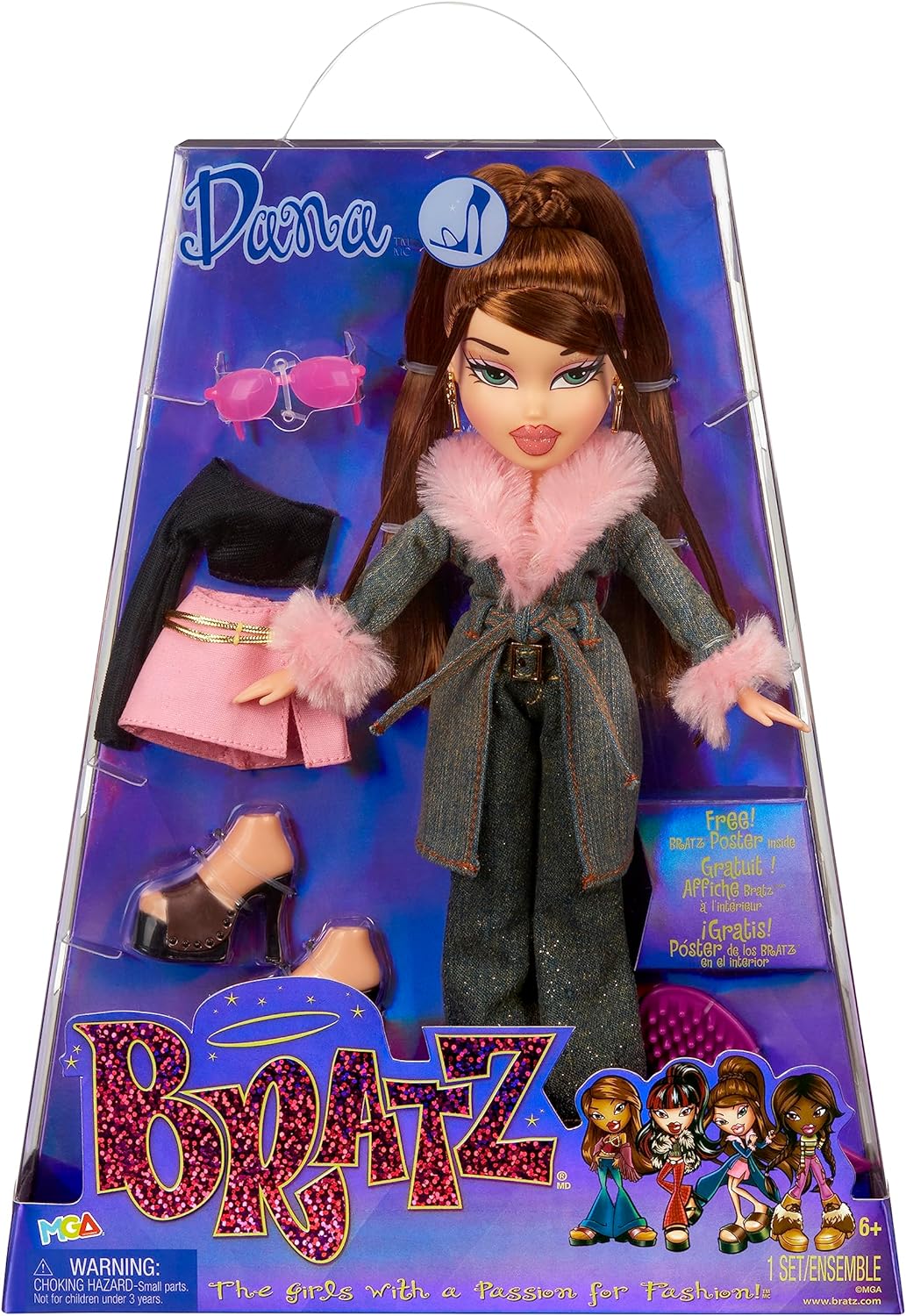 Bratz Original Fashion Doll – DANA – Serie 3 – Puppe, 2 Outfits und Poster – für