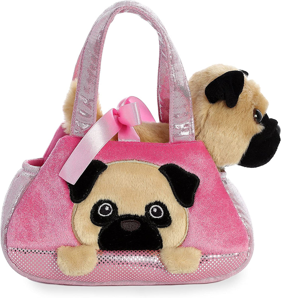 AURORA, 32841, Fancy Pal, Peek-A-Boo Pug Dog, 8In, Soft Toy, Pink and Brown