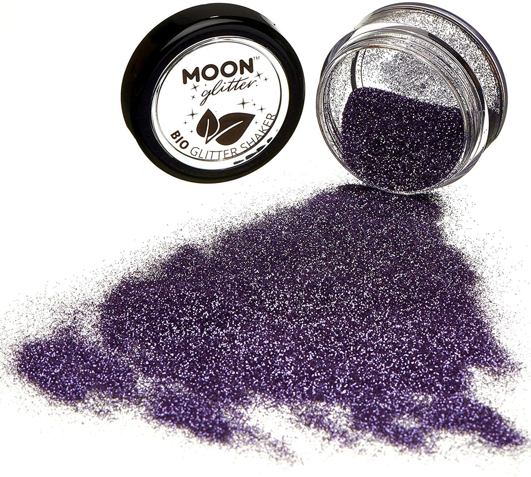 Biologisch abbaubare Eco Glitter Shaker von Moon Glitter Lavender Cosmetic Bio Festival Makeup Glitter für Gesicht, Körper, Nägel, Haare, Lippen