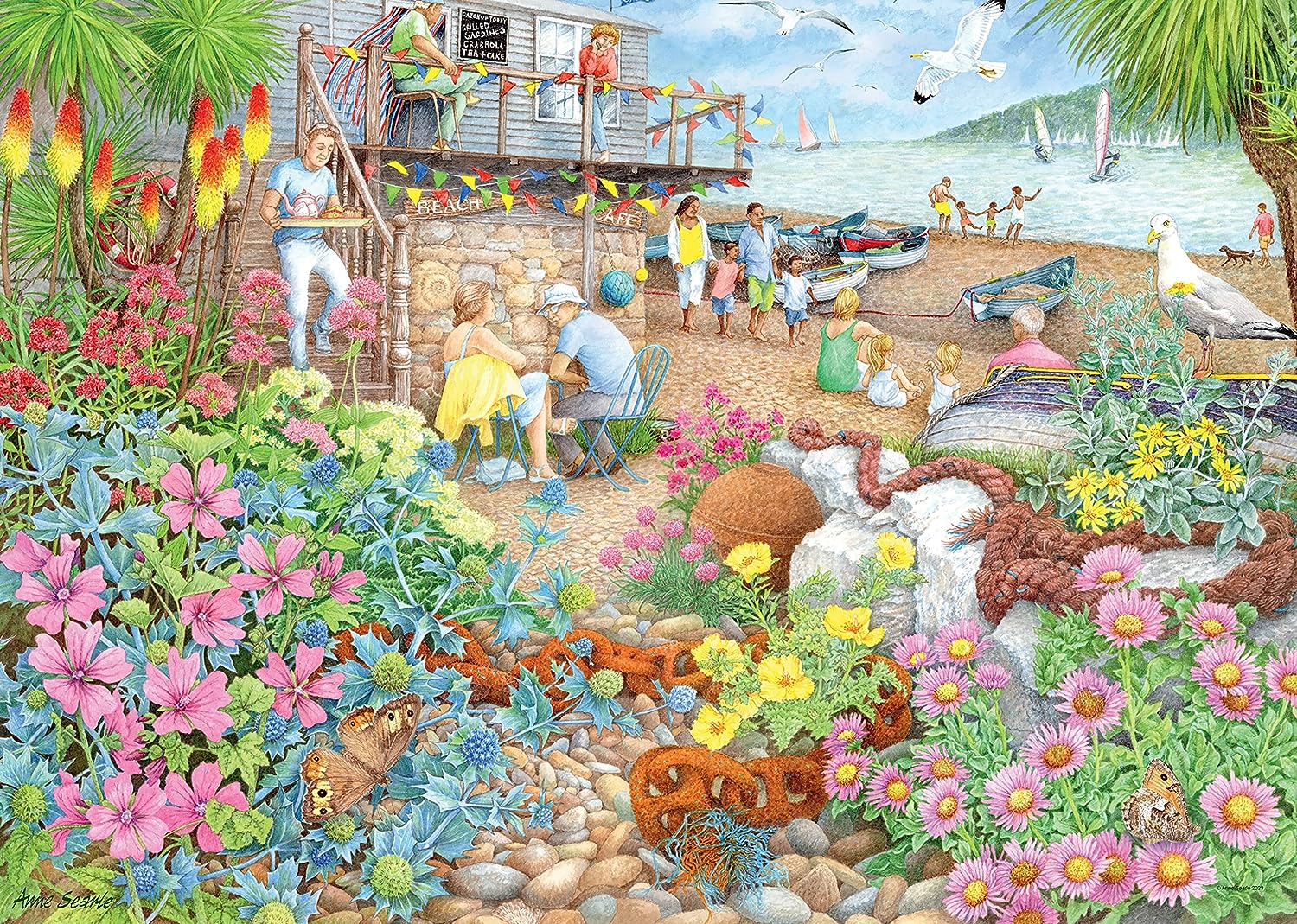 Ravensburger Cosy No.1 Beach Garden Cafe 1000-teiliges Puzzle für Erwachsene und Kinder