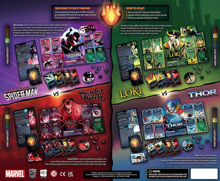 USAopoly Marvel Dice Throne 4-Hero Box - 2-4 Player Strategy Game (DT011-754-002200-04)