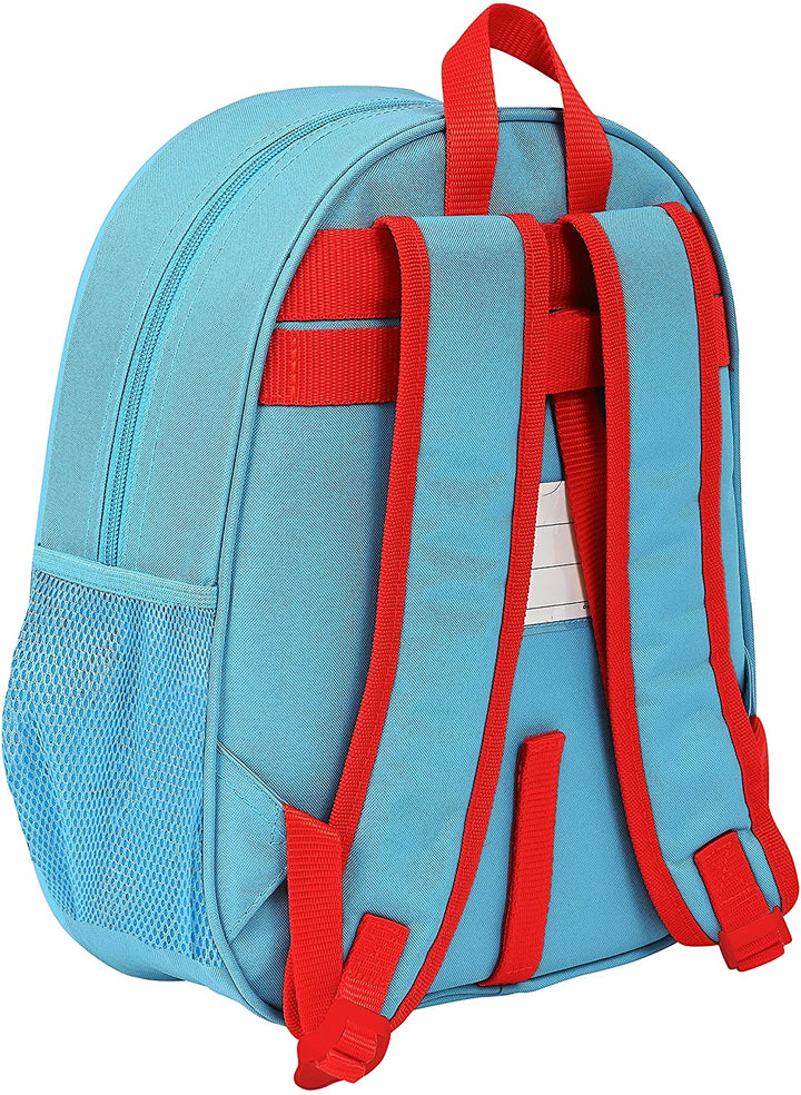 Safta Boys' M890 Backpack with 3D Design Adaptable to Trolley, Light Blue/Red, 2