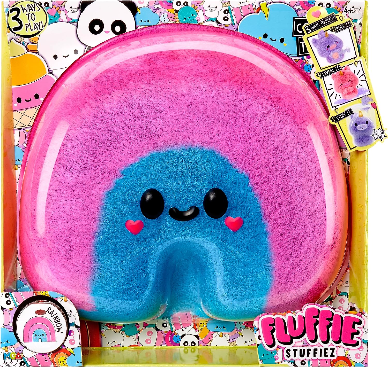 Fluffie Stuffiez Large Plush Rainbow Soft Toy - 3 Ways to Play Pull & Reveal for Kids 4+