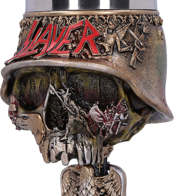 Nemesis Now offiziell lizenzierter Kelch mit Slayer Eagle-Helm und Totenkopf-Logo, Edelstahl, Gold, 19,5 cm