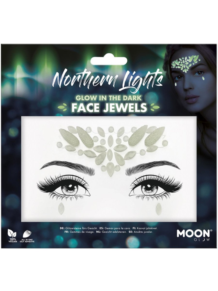 Smiffys Moon Glow Face Jewels, Northern Lights