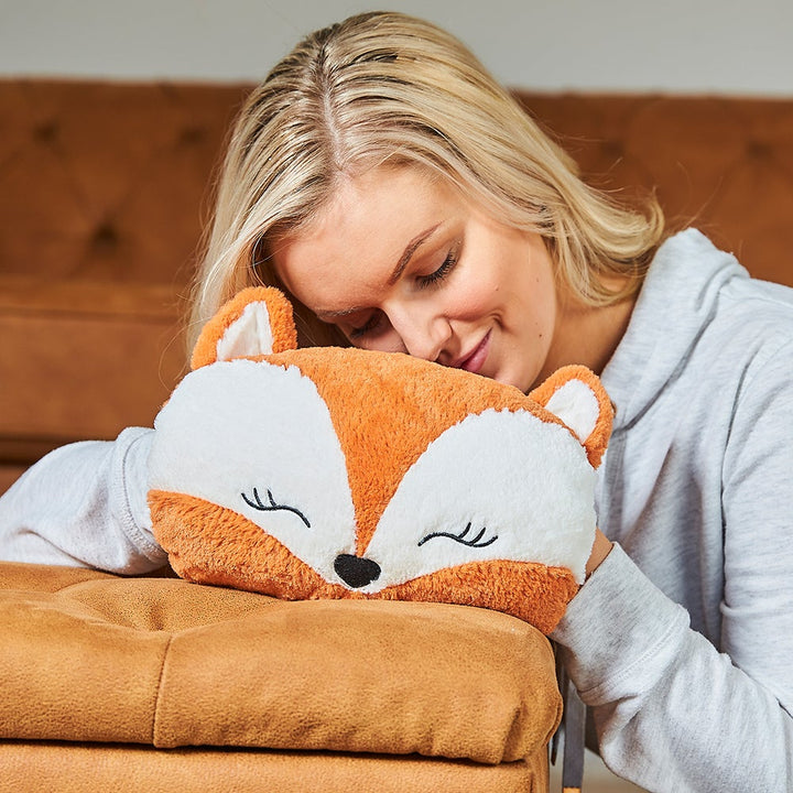 Warmies Fox Hand Warmer - Reusable Microwaveable & Freezable Lavender-Scented Soft Fur Heating Pad