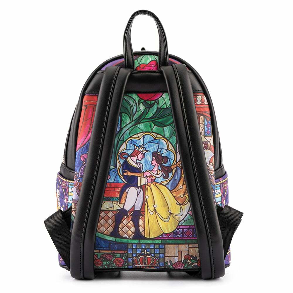 Loungefly Disney Princess Castle Series Belle Damen-Schultertaschen-Rucksack mit doppeltem Riemen