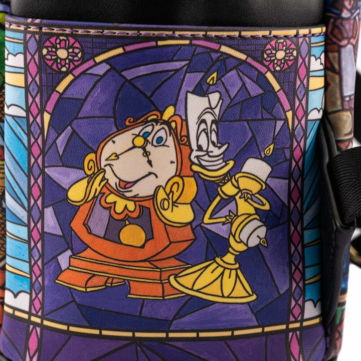 Loungefly Disney Princess Castle Series Belle Damen-Schultertaschen-Rucksack mit doppeltem Riemen