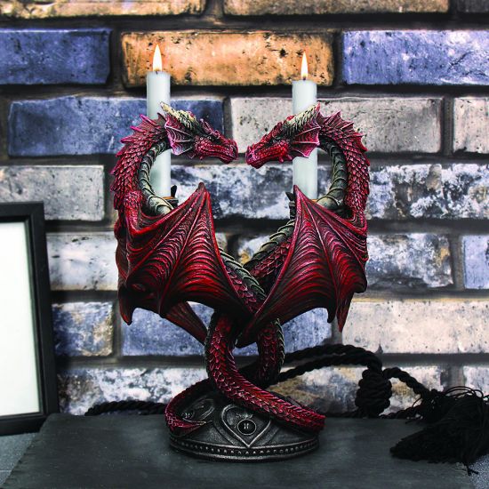 Nemesis Now Dragon Heart Anne Stokes Valentine's Edition Kerzenhalter, 23 cm, Rot,