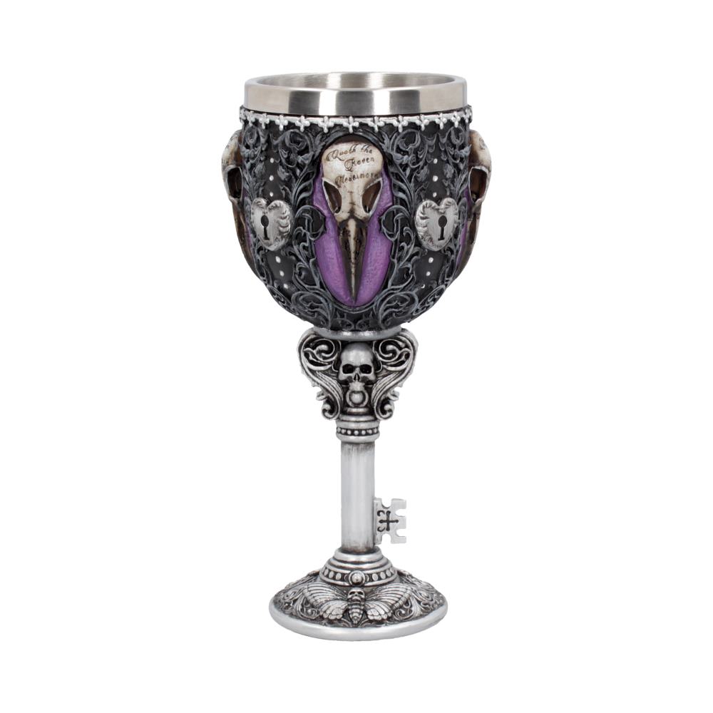 Nemesis Now B4725P9 Edgar's Raven Goblet 18cm, Resin w. Stainless Steel