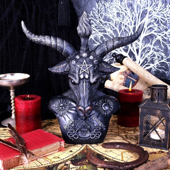 Nemesis Now Celestial Schwarz und Silber Baphomet Büste – Harzskulptur