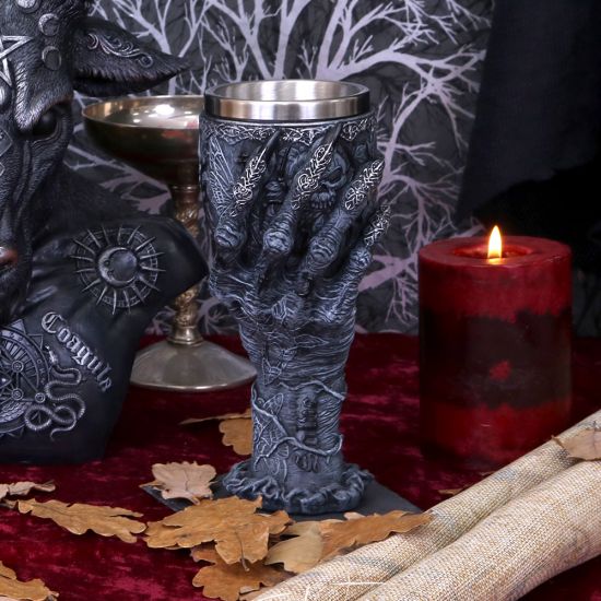 Nemesis Now Baphomet's Grasp Horror-Handkelch aus Glas, Polyresin, Schwarz und Silber