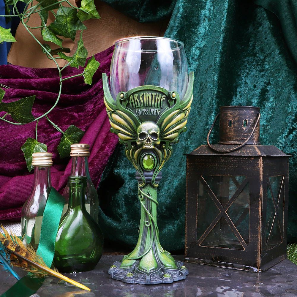 Nemesis Now Absinthe La Fee Verte Weinglas mit grünem Kelch, Polyresin, 1 Stück (S