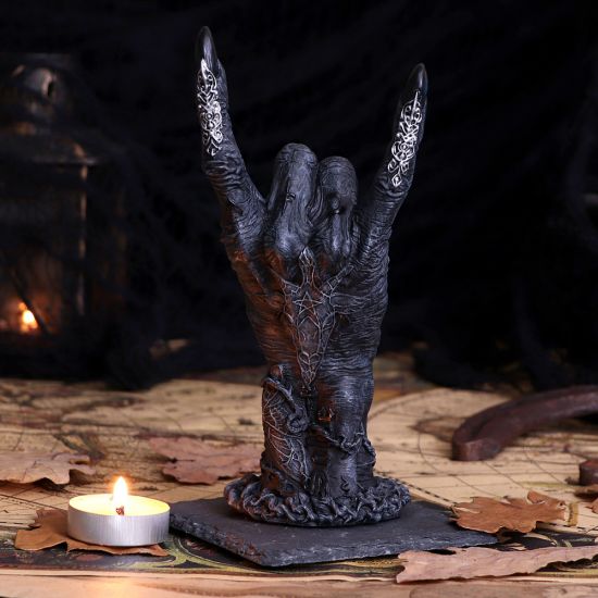 Nemesis Now B5159R0 Baphomet's Horns Horror Hand Figur, Polyresin, Schwarz und