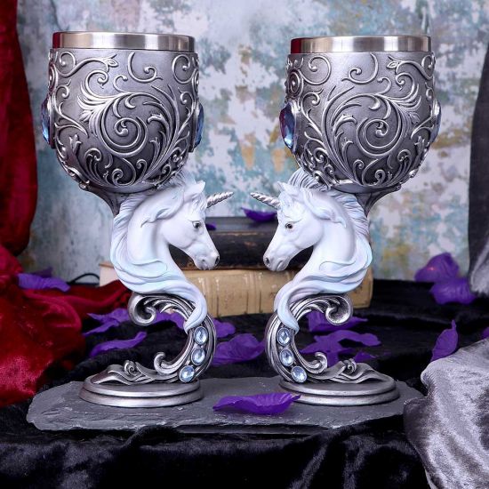 Nemesis Now B5191R0 Enchanted Twin Unicorn Heart Set bestehend aus zwei Kelchen, Silber, 18.